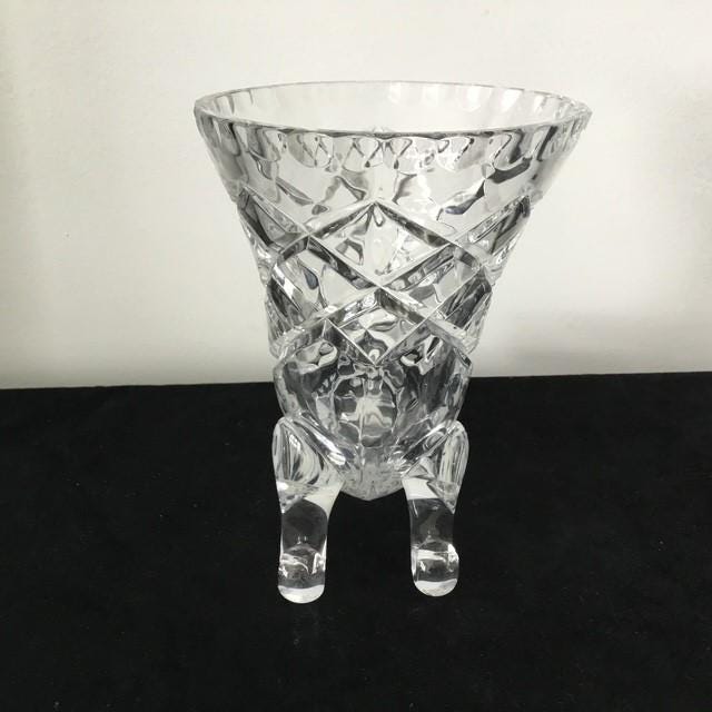 Vintage Cut Crystal Footed Cornucopia vase