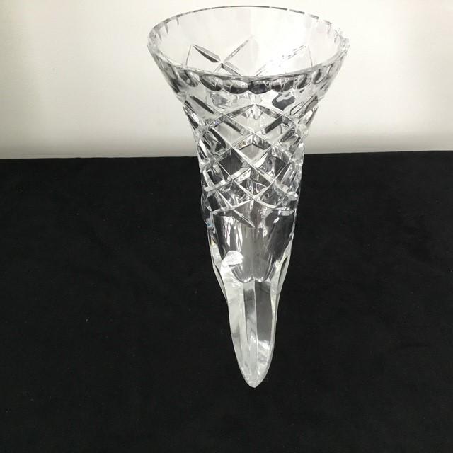 Vintage Cut Crystal Footed Cornucopia vase