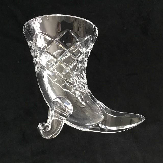 Vintage Cut Crystal Footed Cornucopia vase