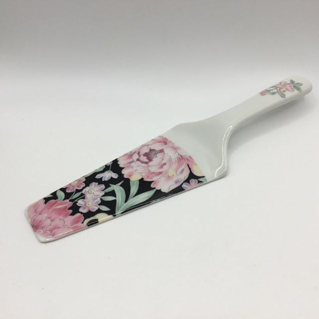 Ornate Floral Ceramic Porcelain Cake or Pie Server, Made in Japan, Verdi