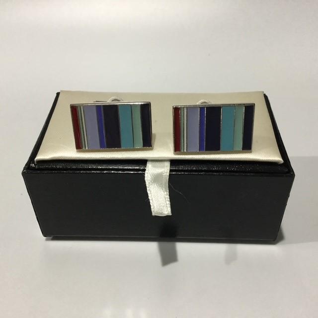 Cufflinks Multicoloured Lines with Silver coloured Trim by e.c.d