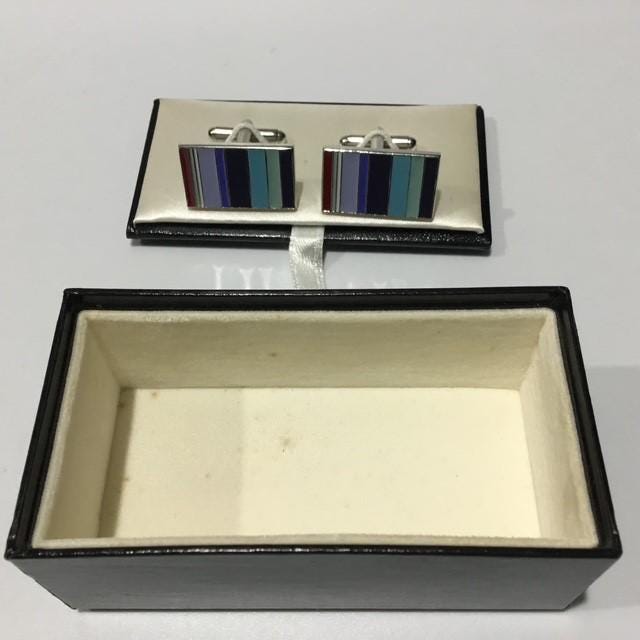 Cufflinks Multicoloured Lines with Silver coloured Trim by e.c.d