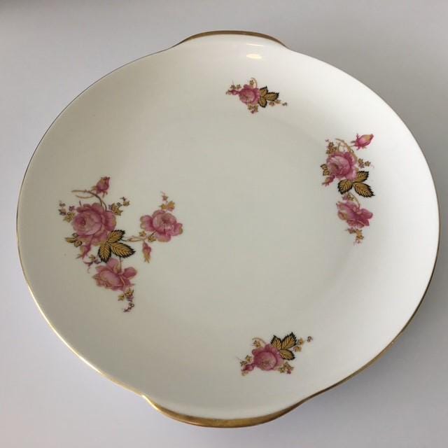Furstenberg Germany Plate 02415 Gold Roses, White Pink Gold and Black 26cm by 28cm 1959 estimate