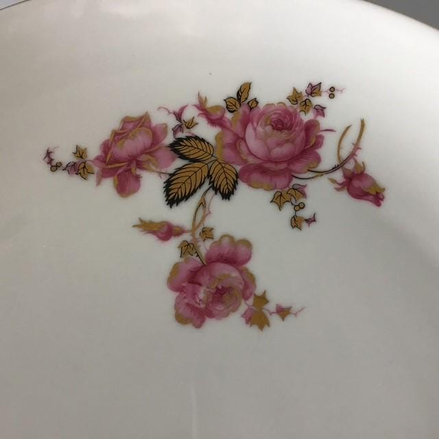 Furstenberg Germany Plate 02415 Gold Roses, White Pink Gold and Black 26cm by 28cm 1959 estimate