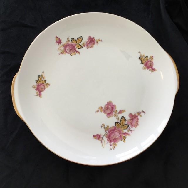 Furstenberg Germany Plate 02415 Gold Roses, White Pink Gold and Black 26cm by 28cm 1959 estimate
