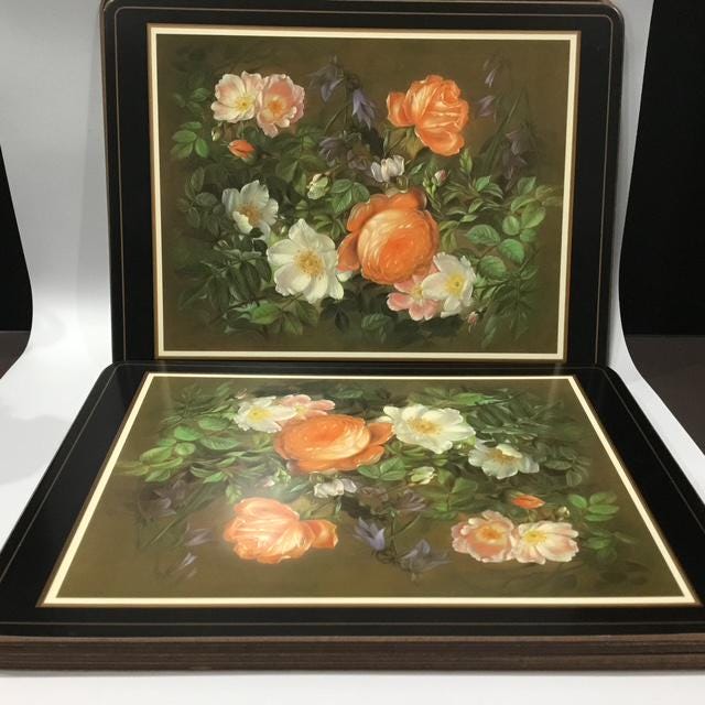 Vintage Pimpernel Placemat,s Made in England, Cork Backed Floral Table Mats, Set of 6 roses