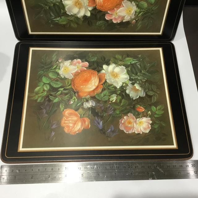 Vintage Pimpernel Placemat,s Made in England, Cork Backed Floral Table Mats, Set of 6 roses