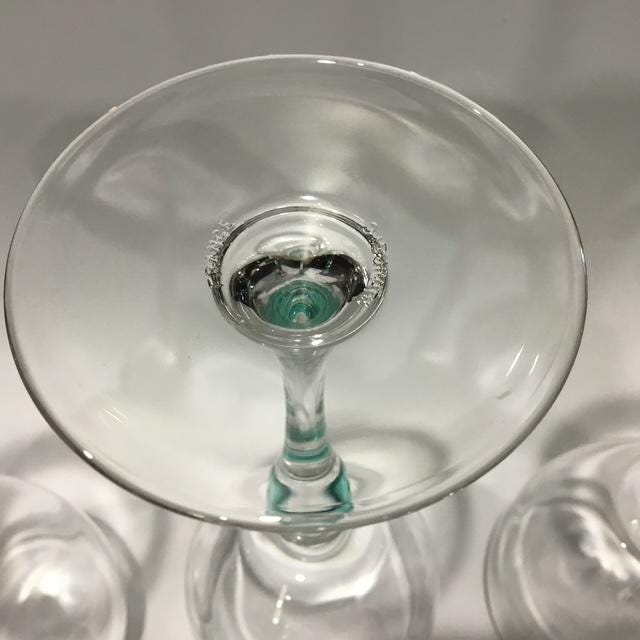 Vintage Luminarc France, Green Bubble Wine Glasses, Set of 6