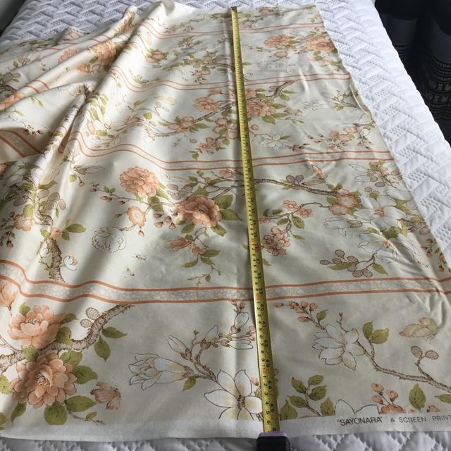 Rare Vintage Sheridan Floral Fabric, English Screen-Printed Cotton, 2m, Retro Home Décor