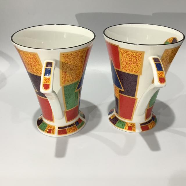 Vintage Mid Century Bone China Coffee Cups, Bauhaus Style Staffordshire set of 2, Made in England