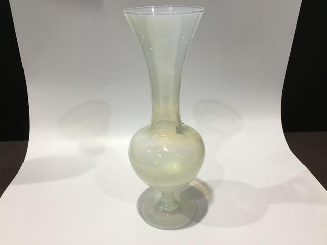 Vintage Italian Opalina Fiorentina Glass Vase, Mid Century Opalescent