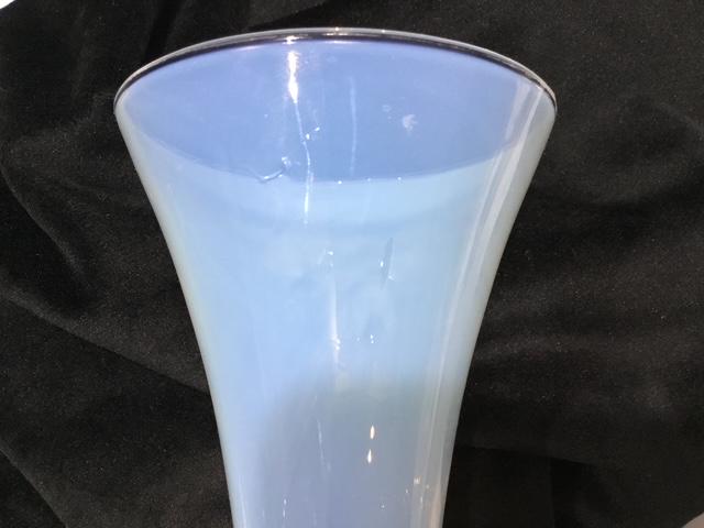 Vintage Italian Opalina Fiorentina Glass Vase, Mid Century Opalescent