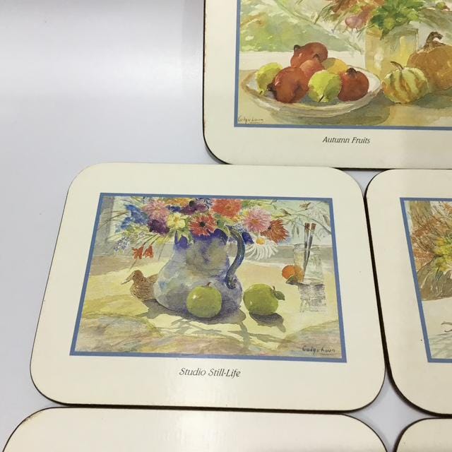 Vintage Jason Coasters, Set of 5, 1970s New Zealand Still Life Breweriana, No Box
