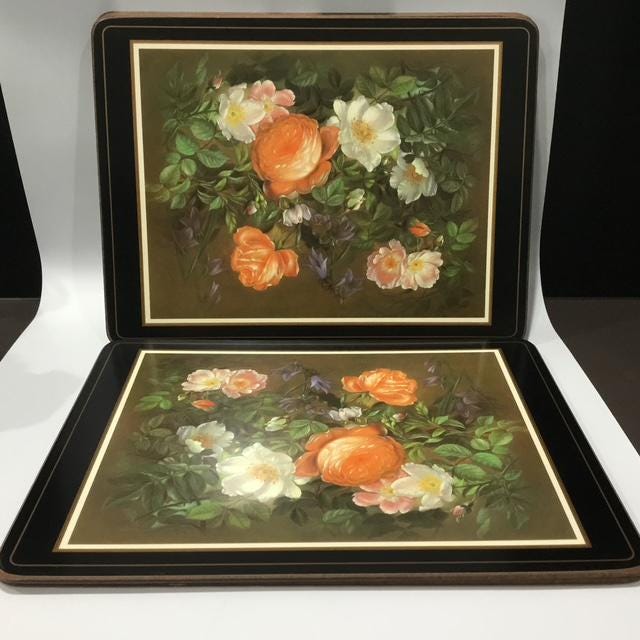 Vintage Pimpernel Placemat,s Made in England, Cork Backed Floral Table Mats, Set of 6 roses
