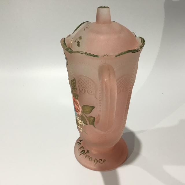 Vintage Australian crown crystal Owl Feather pink depression glass jug Etherden