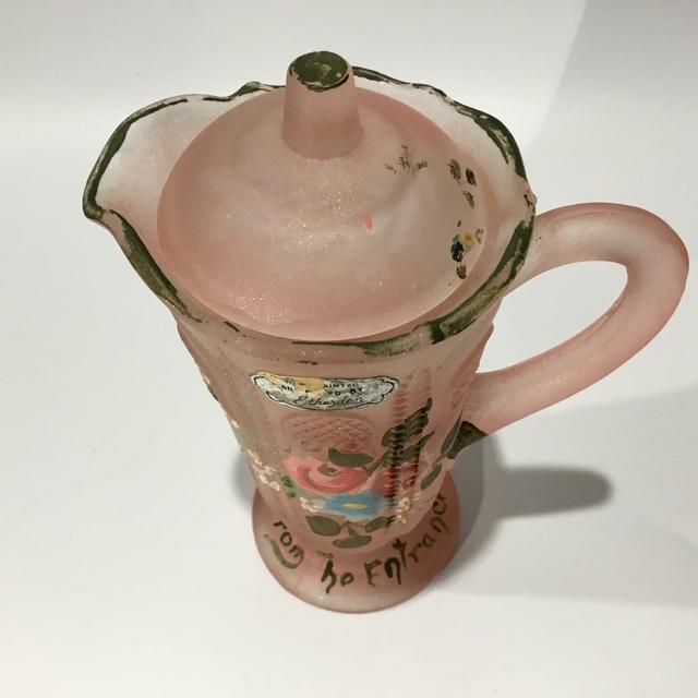 Vintage Australian crown crystal Owl Feather pink depression glass jug Etherden