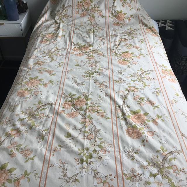 Rare Vintage Sheridan Floral Fabric, English Screen-Printed Cotton, 2m, Retro Home Décor