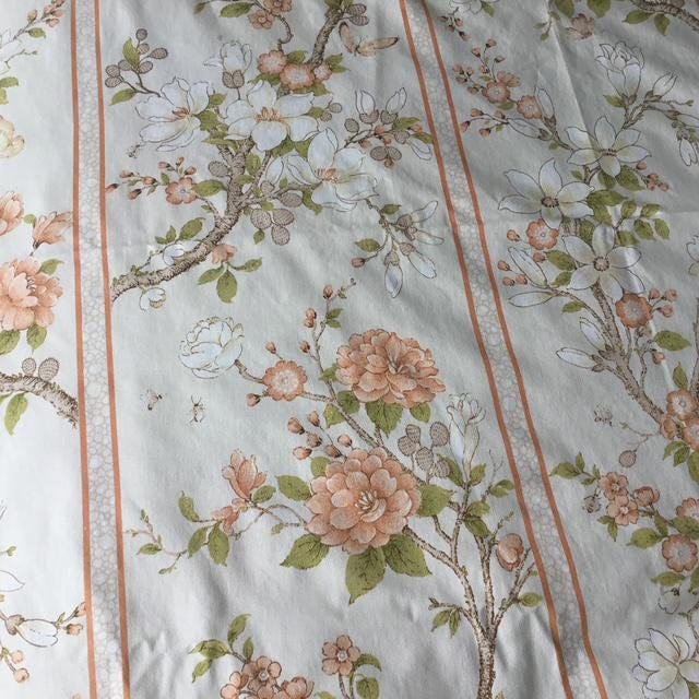 Rare Vintage Sheridan Floral Fabric, English Screen-Printed Cotton, 2m, Retro Home Décor
