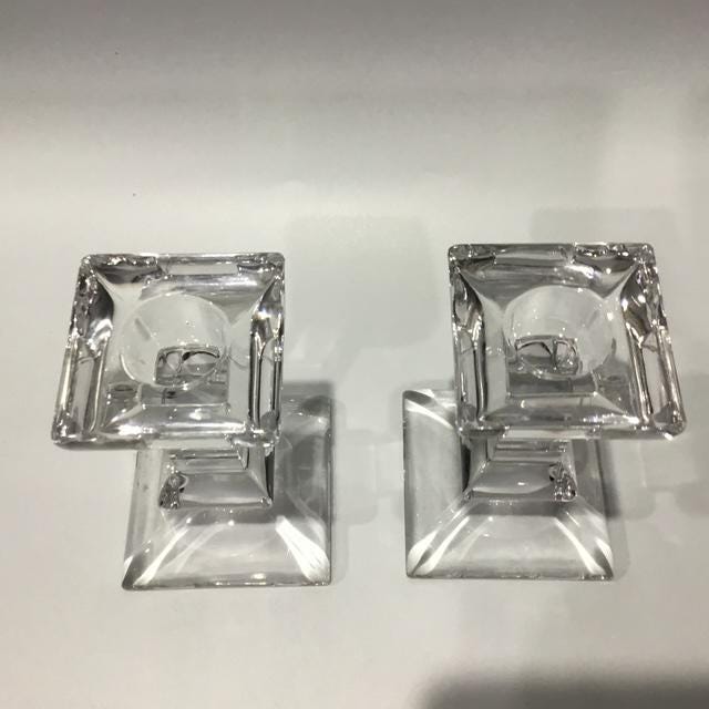 Villeroy & Boch Siena Crystal Candle Holders, Vintage 1990s Austrian Glass Candlesticks (Set of 2)