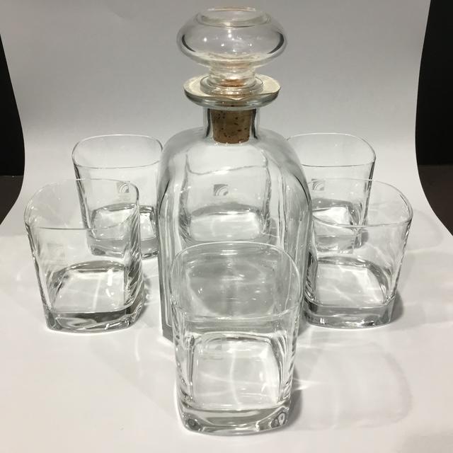 Luigi Bormioli Decanter Set, Italian Crystal, Unused with Box & Stickers, 1980s Vintage Glassware