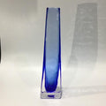 Cobalt Blue Hand-Blown Glass Vase, Mid-Century Studio Art Glass, with ripples