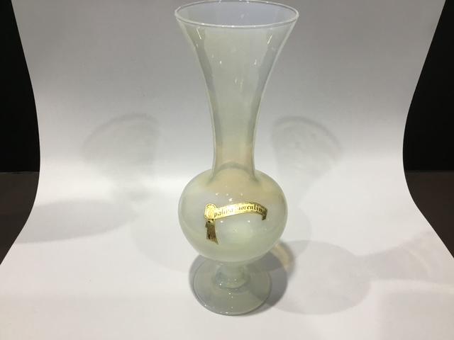 Vintage Italian Opalina Fiorentina Glass Vase, Mid Century Opalescent
