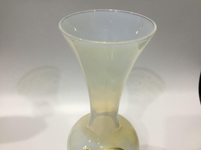 Vintage Italian Opalina Fiorentina Glass Vase, Mid Century Opalescent