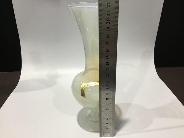 Vintage Italian Opalina Fiorentina Glass Vase, Mid Century Opalescent