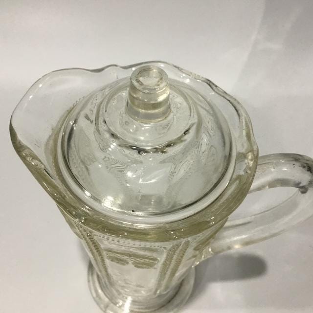 Vintage Crown Crystal Owl & Feather Jug, 1930s Australian Pressed Glass, Small Collectible Vase