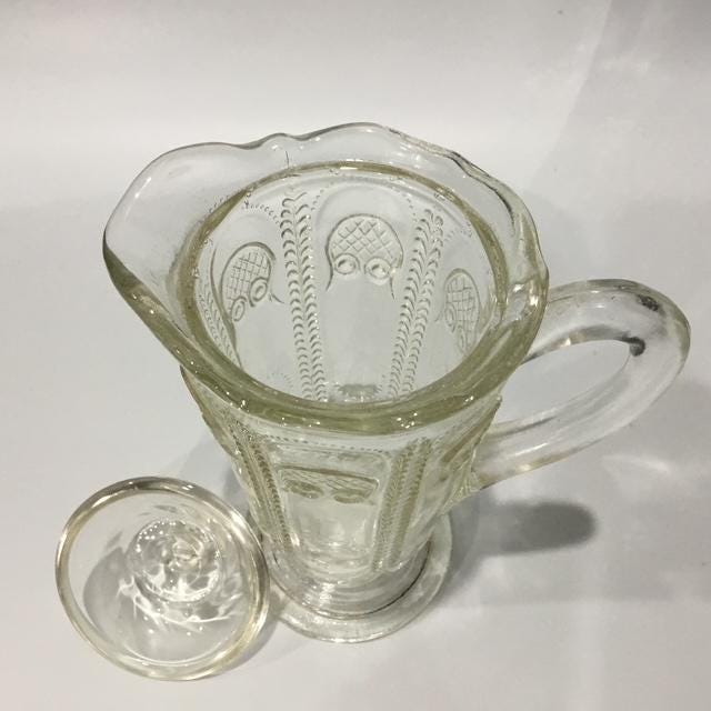 Vintage Crown Crystal Owl & Feather Jug, 1930s Australian Pressed Glass, Small Collectible Vase