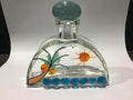 Vintage Style Glass Bottle Decanter, 1970s Coastal Nautical Decor, Blue Decorative Bottle