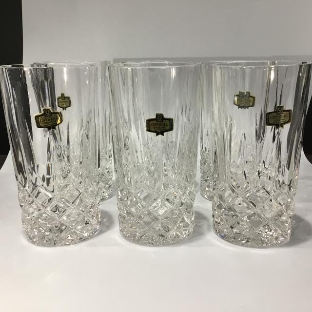 Set of 6 Crystal Zajecar Yugoslavia Vintage Tumblers VGC heavy 275ml