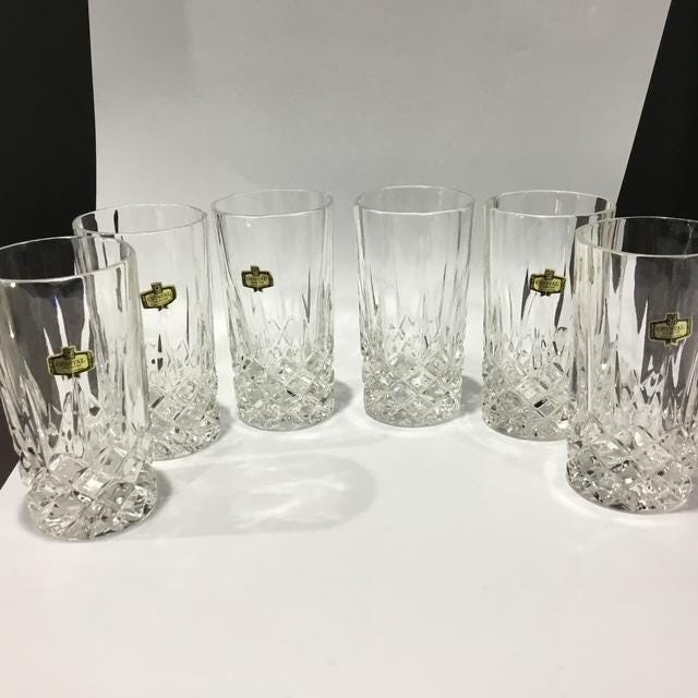 Set of 6 Crystal Zajecar Yugoslavia Vintage Tumblers VGC heavy 275ml