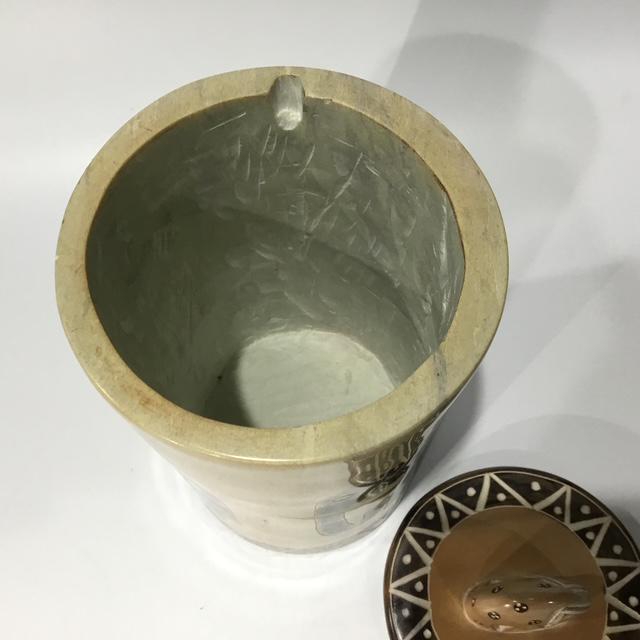 Hand Carved Kenyan Kisii Soapstone Elephant Canister, African Decorative Stone Container, 1990s Global Home Decor 20cm tall