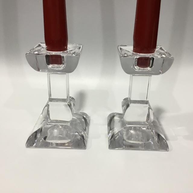 Villeroy & Boch Siena Crystal Candle Holders, Vintage 1990s Austrian Glass Candlesticks (Set of 2)