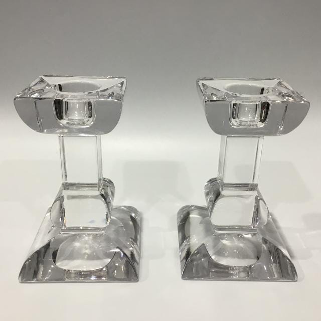 Villeroy & Boch Siena Crystal Candle Holders, Vintage 1990s Austrian Glass Candlesticks (Set of 2)