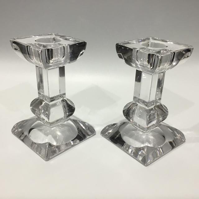 Villeroy & Boch Siena Crystal Candle Holders, Vintage 1990s Austrian Glass Candlesticks (Set of 2)