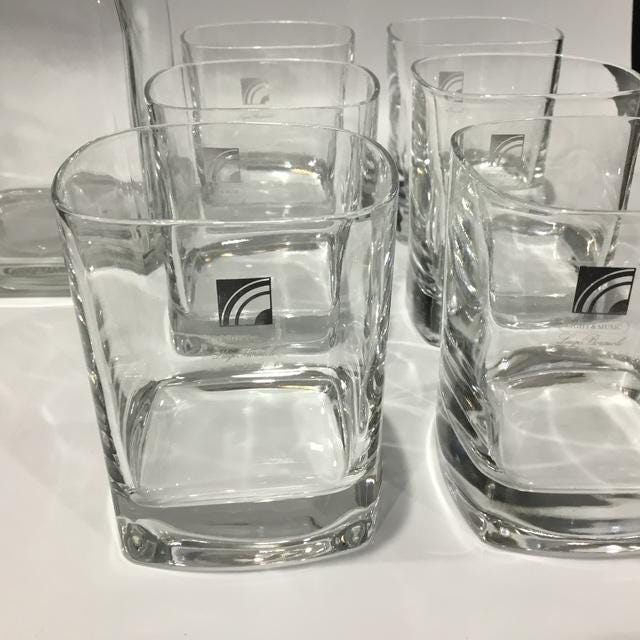 Luigi Bormioli Decanter Set, Italian Crystal, Unused with Box & Stickers, 1980s Vintage Glassware