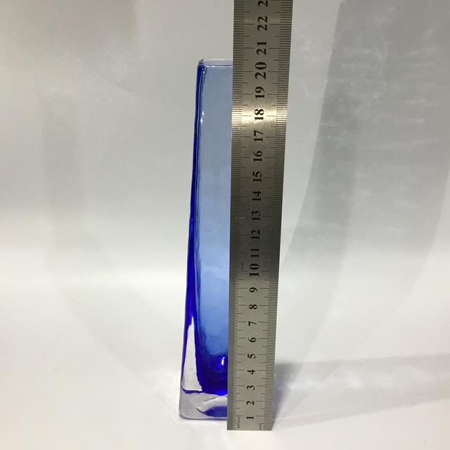 Cobalt Blue Hand-Blown Glass Vase, Mid-Century Studio Art Glass, with ripples