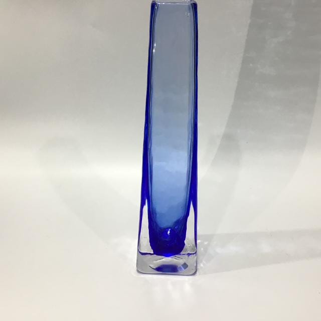 Cobalt Blue Hand-Blown Glass Vase, Mid-Century Studio Art Glass, with ripples