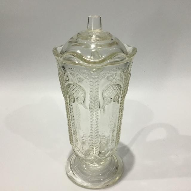 Vintage Crown Crystal Owl & Feather Jug, 1930s Australian Pressed Glass, Small Collectible Vase