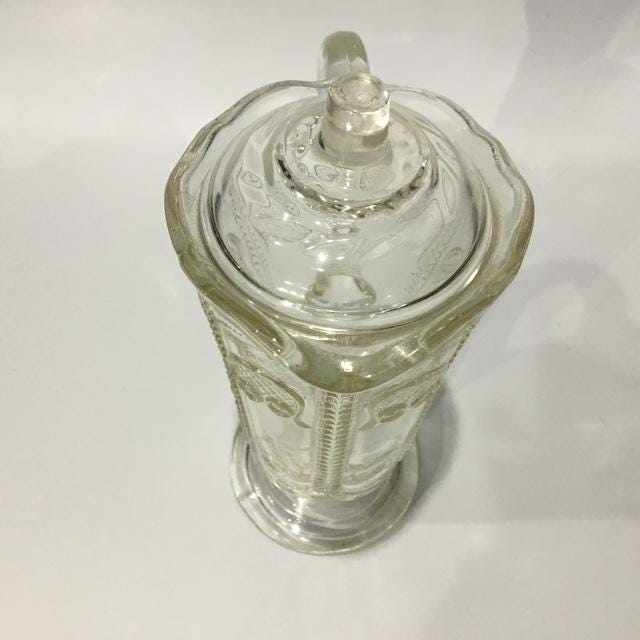 Vintage Crown Crystal Owl & Feather Jug, 1930s Australian Pressed Glass, Small Collectible Vase