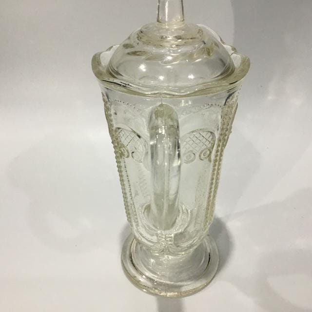 Vintage Crown Crystal Owl & Feather Jug, 1930s Australian Pressed Glass, Small Collectible Vase