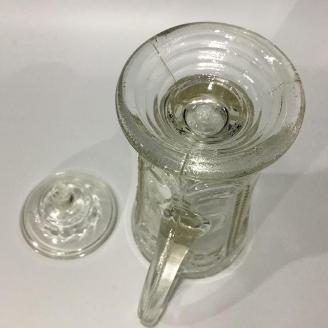 Vintage Crown Crystal Owl & Feather Jug, 1930s Australian Pressed Glass, Small Collectible Vase