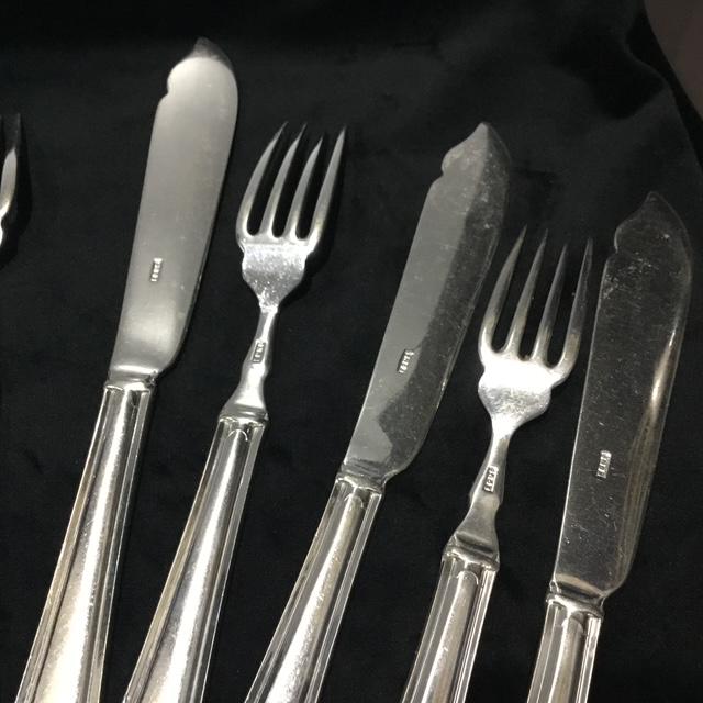 1950s EPNS Silver Plated Fish Knife & Fork Set Vintage, Mid Century Collectible Cutlery
