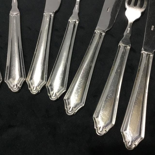 1950s EPNS Silver Plated Fish Knife & Fork Set Vintage, Mid Century Collectible Cutlery