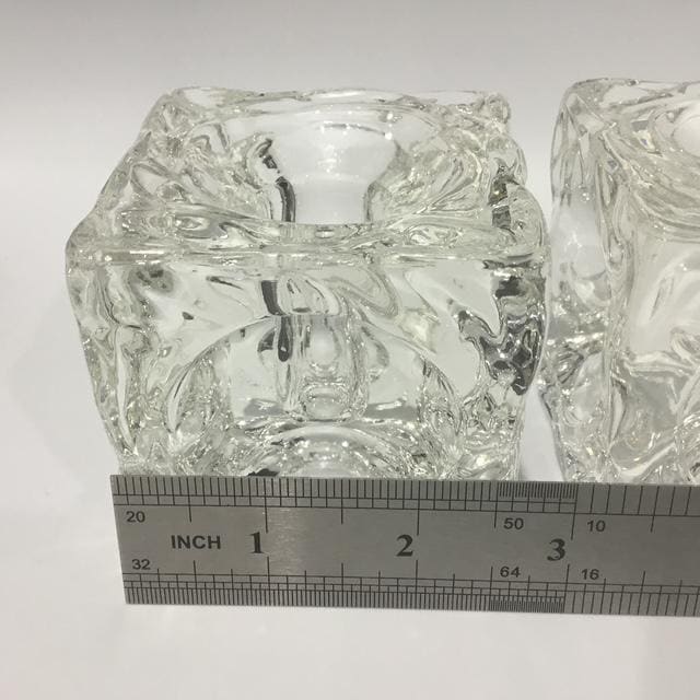 Vintage possibly Rudolf Jurnikl? Ice Cube Candle Holders, Mid Century Czech Glass Collectible, lot of 3
