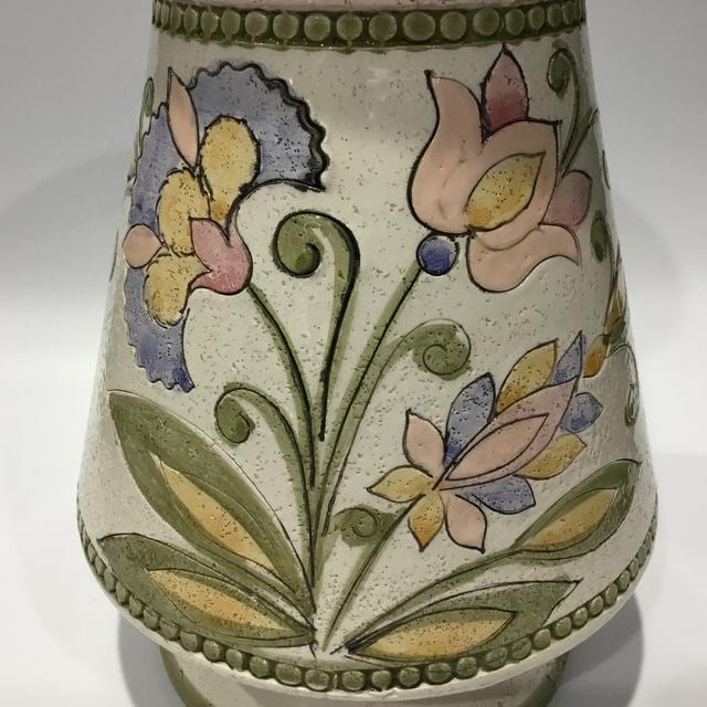 Vintage Italian Mid Century Pottery Vase, Floral Ceramic, Retro Home Décor