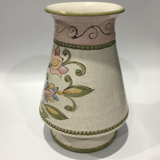 Vintage Italian Mid Century Pottery Vase, Floral Ceramic, Retro Home Décor
