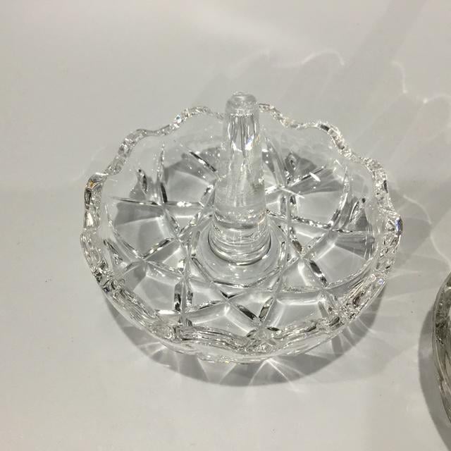 Vintage Crystal Ring Holders, Mid-Century Glass Jewelry Stands,  Retro Decor